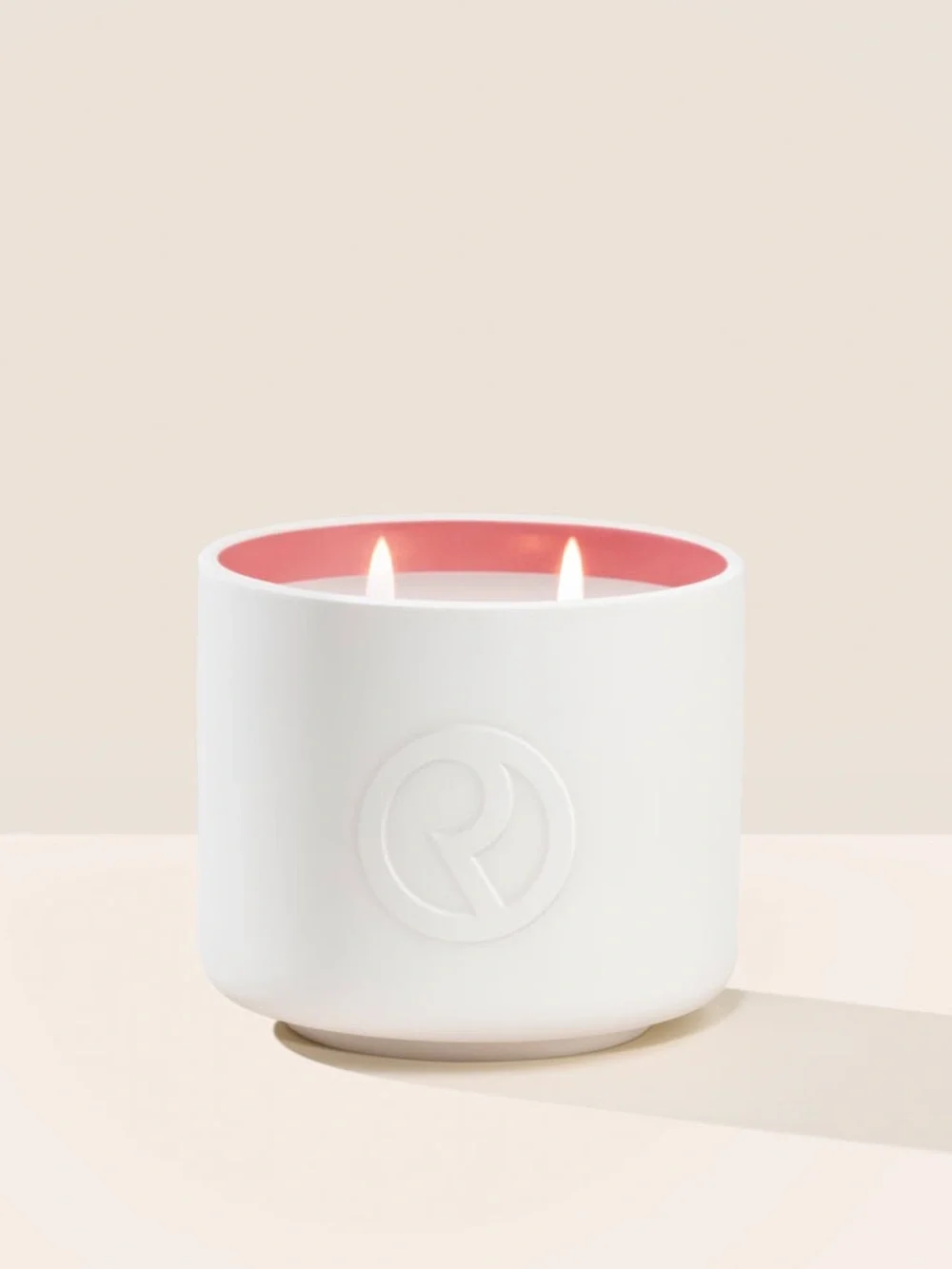 Rare Beauty White Candle Holder with Pink Interior